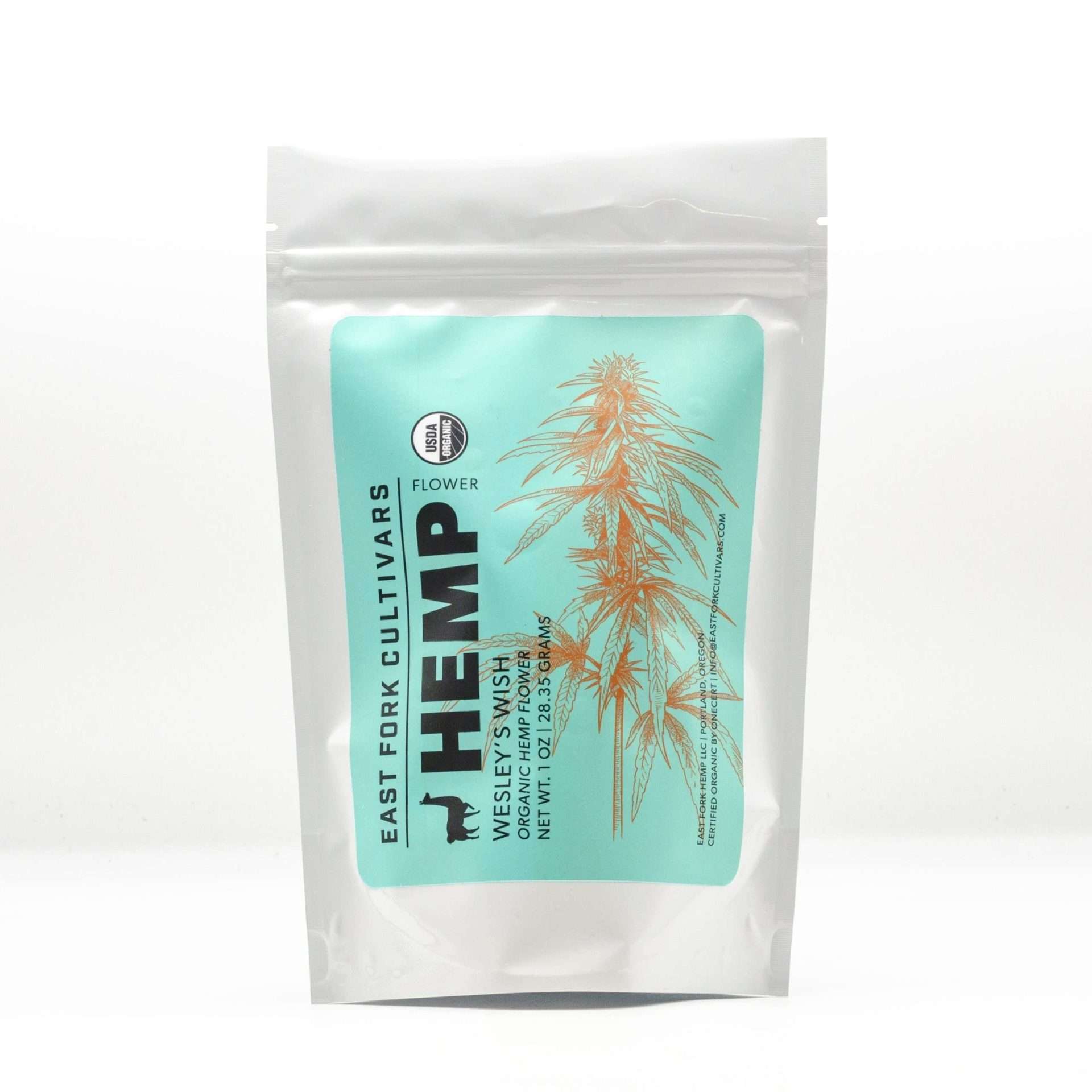 Wesley's Wish Organic Hemp Flower Ounce Packaging