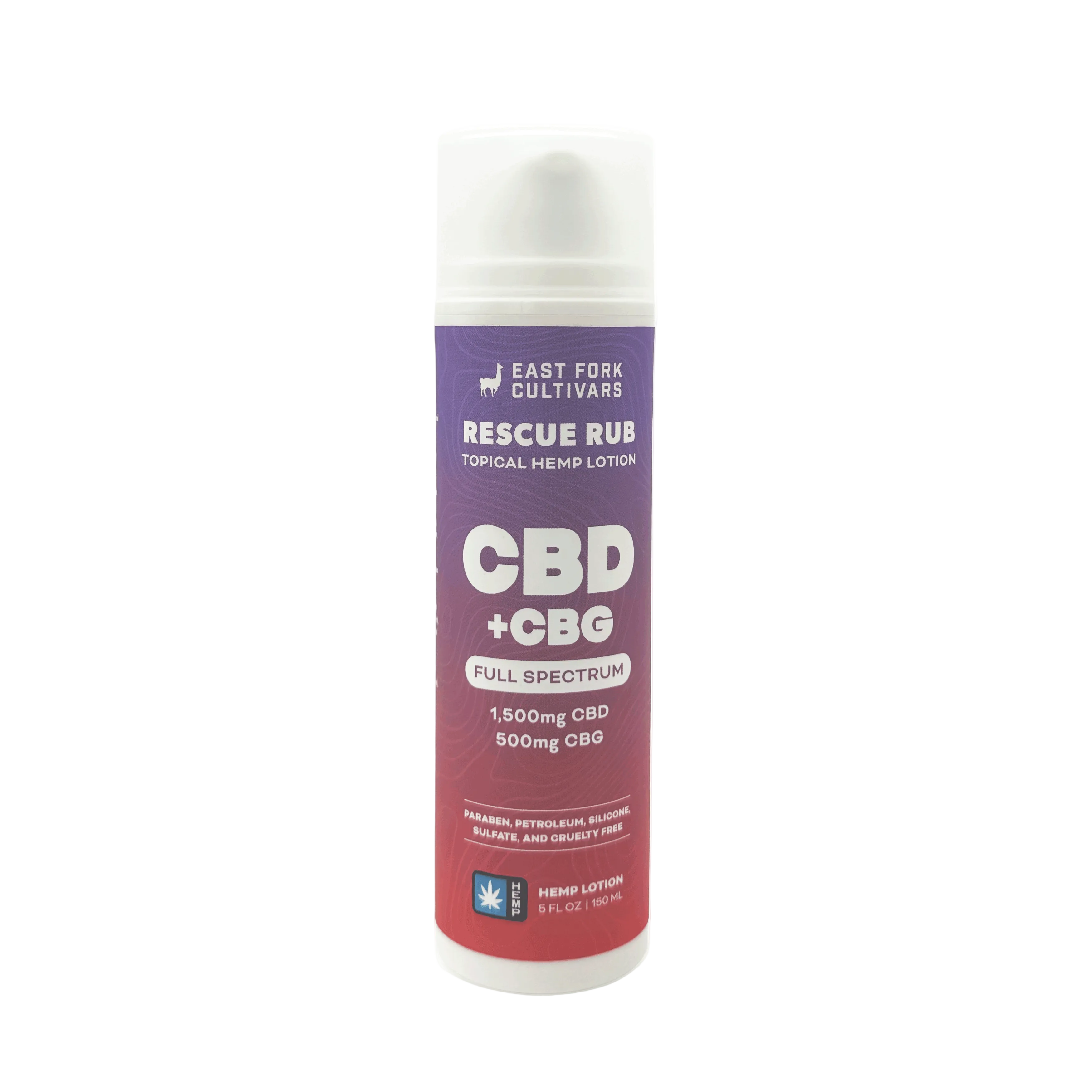 Rescue Rub Extra Strength Lotion •  1500mg CBD + 500mg CBG • Full Spectrum